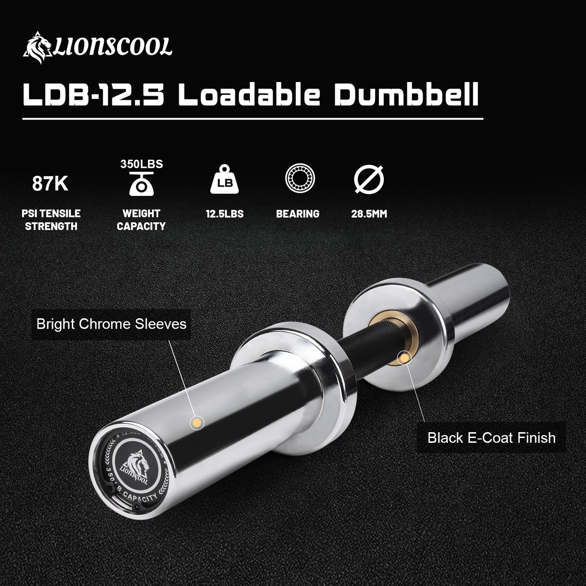 LIONSCOOL Adjustable Loadable Dumbbell Bar Set – 16”/20” Olympic Handles for 2” Plates LIONSCOOL