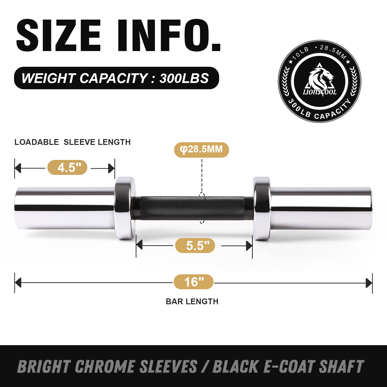 LIONSCOOL Adjustable Loadable Dumbbell Bar Set – 16”/20” Olympic Handles for 2” Plates LIONSCOOL