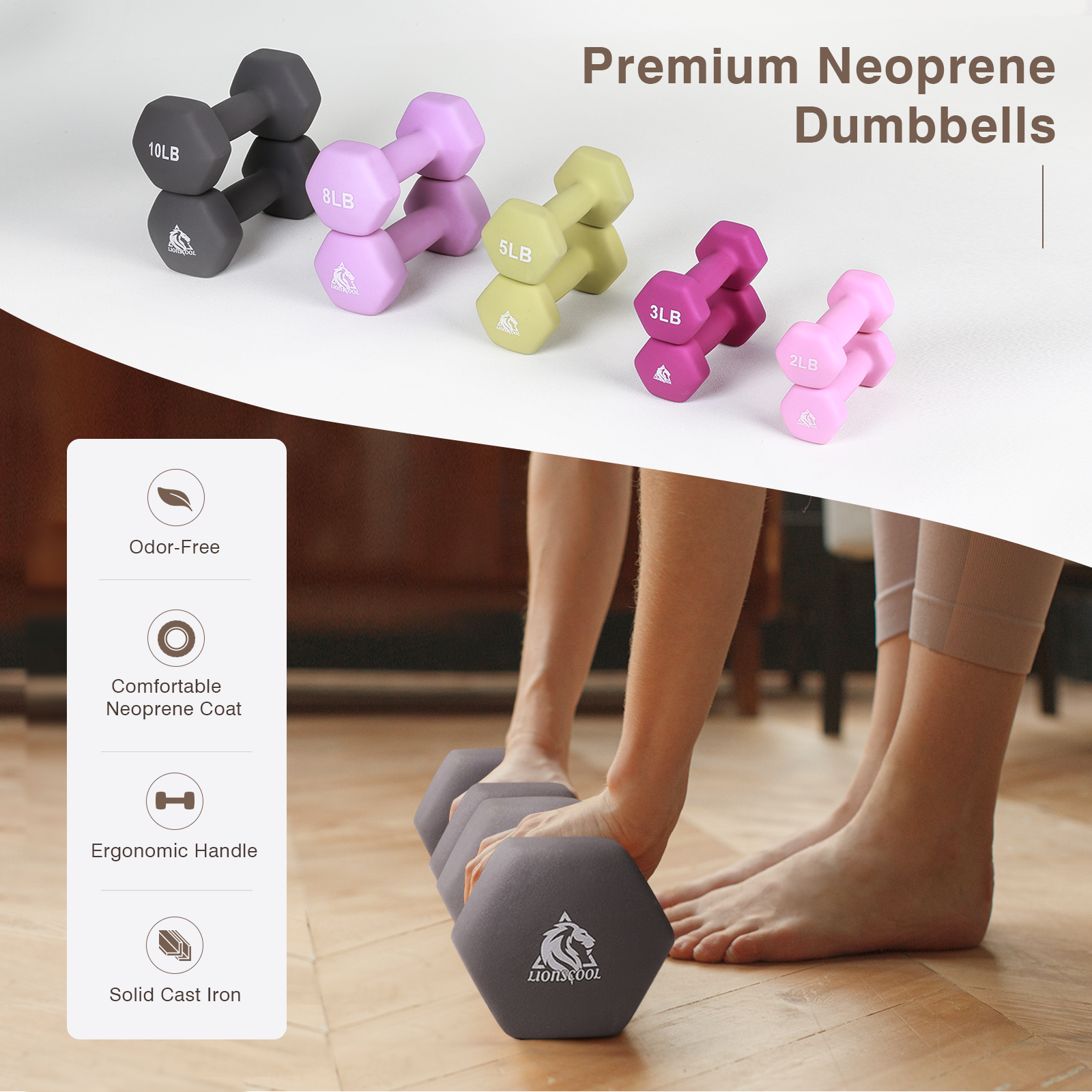 Neoprene Dumbbell Set with Rack LIONSCOOL