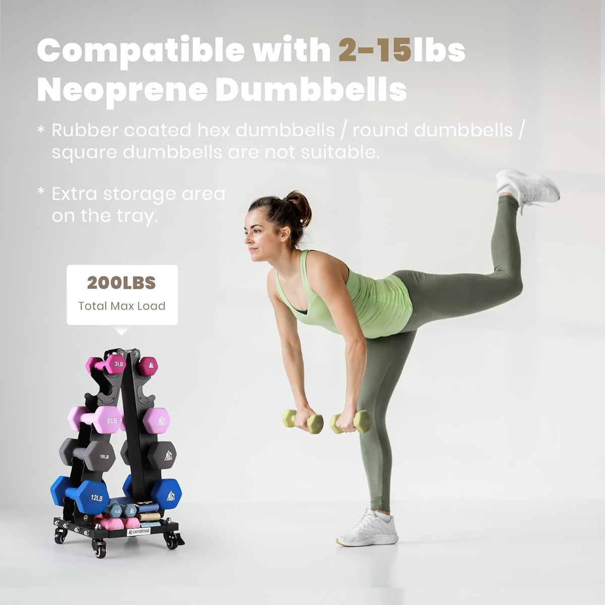 LIONSCOOL Portable A-Frame Dumbbell Rack with Wheels LIONSCOOL
