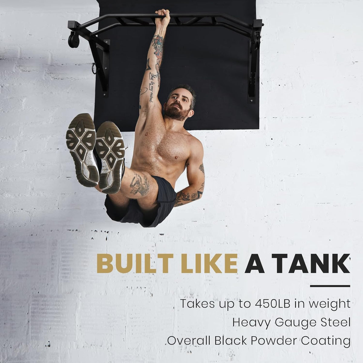 LIONSCOOL Multi-Grip Wall Mounted Pull Up Bar with Pulley System LIONSCOOL