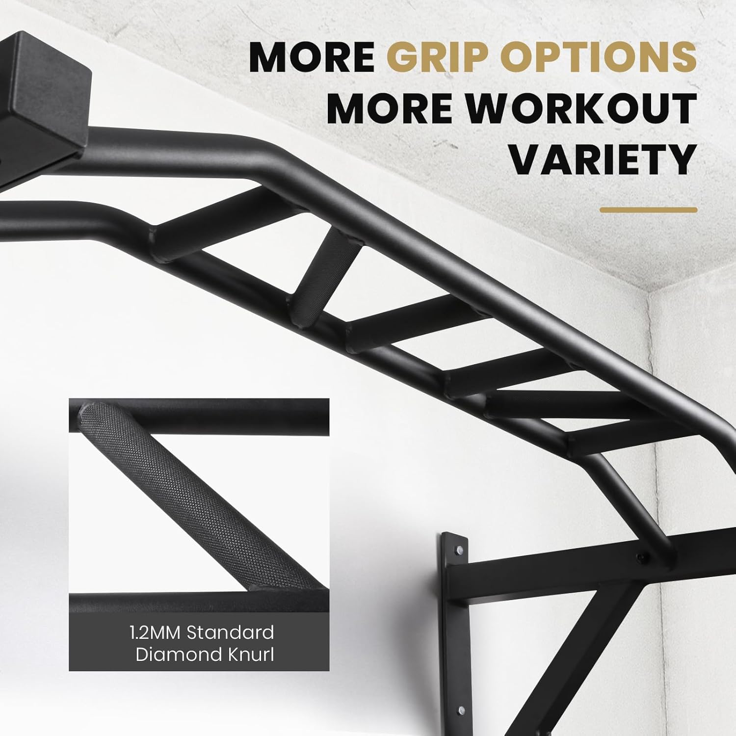 LIONSCOOL Multi-Grip Wall Mounted Pull Up Bar with Pulley System LIONSCOOL