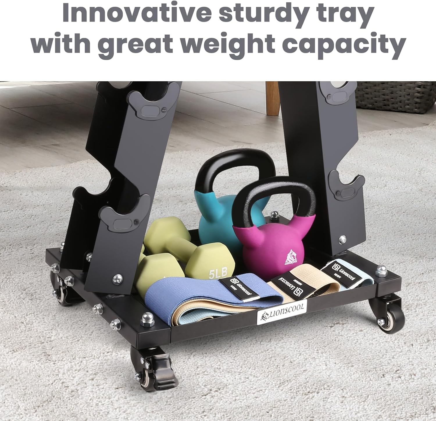 LIONSCOOL Portable A-Frame Dumbbell Rack with Wheels LIONSCOOL