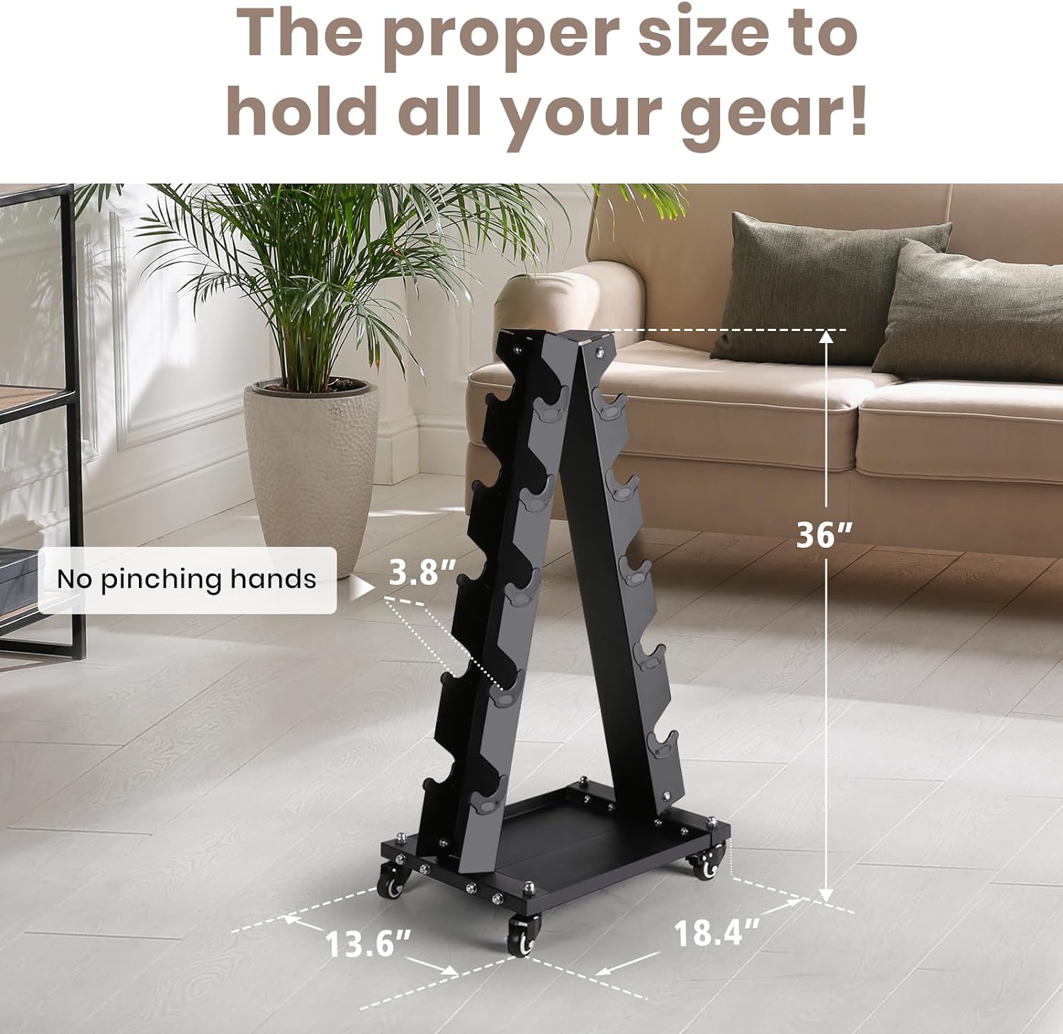 LIONSCOOL Portable A-Frame Dumbbell Rack with Wheels LIONSCOOL