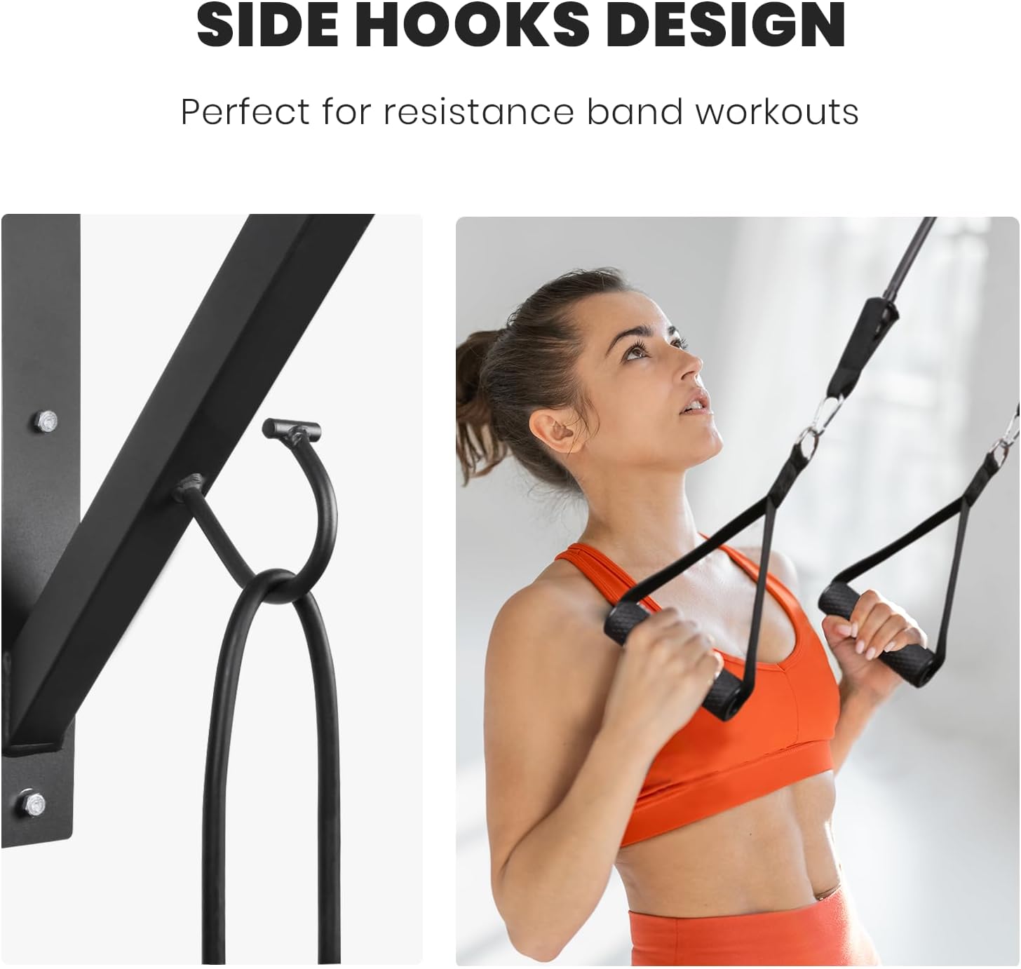 LIONSCOOL Multi-Grip Wall Mounted Pull Up Bar with Pulley System LIONSCOOL