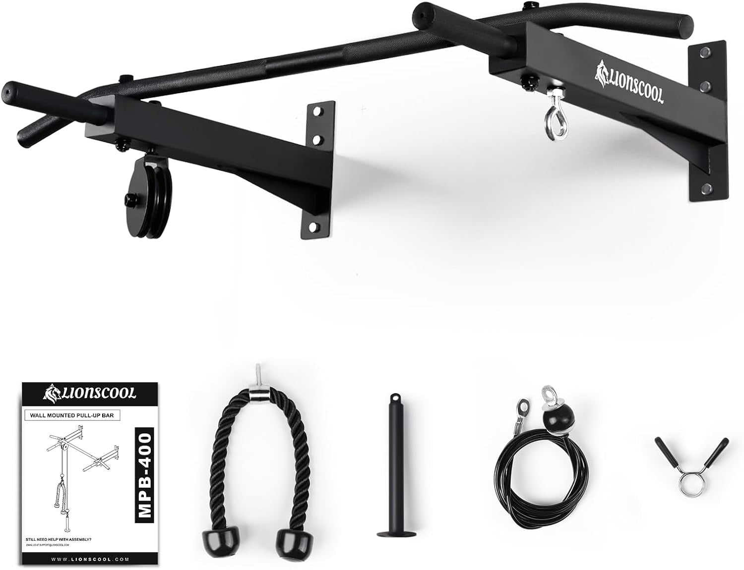 Lionscool Wall Mounted Pull Up Bar with Pulley System LIONSCOOL