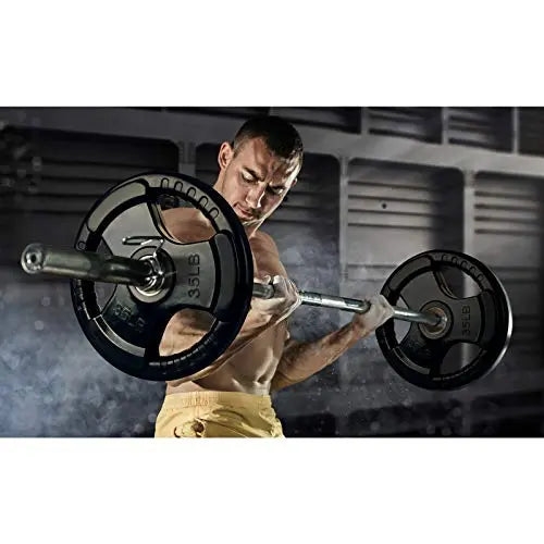 LIONSCOOL 2-Inch Rubber Coated Olympic Grip Plate for Strength Training, Weightlifting and Bodybuilding, Solid Cast Iron Weight Plates for Barbell LIONSCOOL